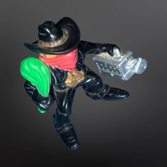 1996 Fisher-Price Great Adventures Outlaw Cowboy Figure Green Bag Locked Box A20 - Picture 4 of 5